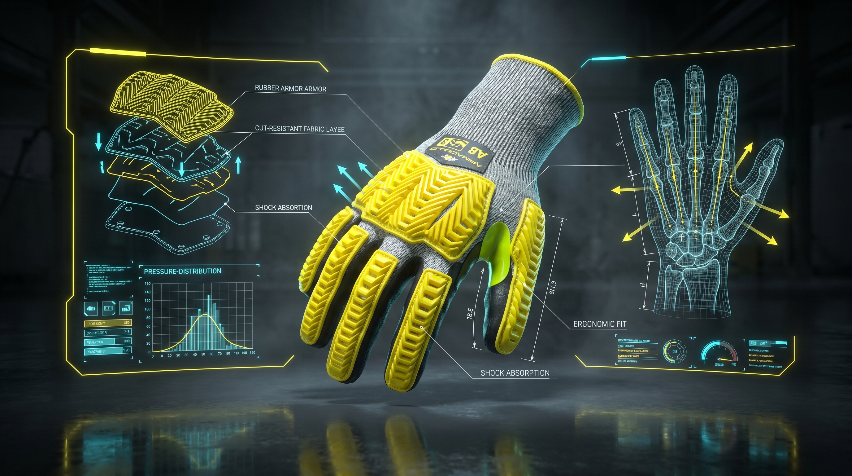 Armadillo impact glove protection diagram